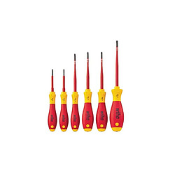 Wiha Jeu de Tournevis TX Slim Fix VDE Tournevis isolé - Poignée SoftFinish® - Acier chrome-vanadium-molybdène - Pour vis basses