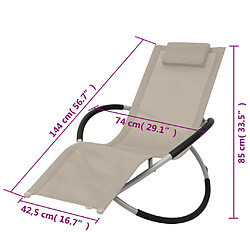vidaXL Chaise longue Acier Crème pas cher