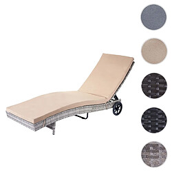 Mendler Chaise longue en résine tressée - Gris