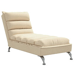 vidaXL Chaise Longue avec Coussins - Crème