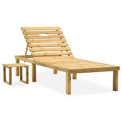 VidaXL Chaise longue avec table - Pin imprégné