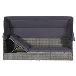 vidaXL Lit de Jardin avec Auvent - Gris