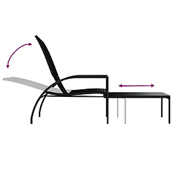 Helloshop26 Chaise longue résine tressée - Noir pas cher