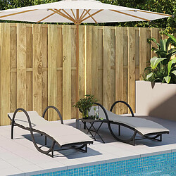 Avis vidaXL Chaises longues noir avec table