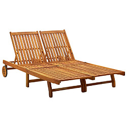 Chaise longue 2 places vidaXL - Bois acacia