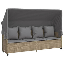 Chaise longue VidaXL avec auvent - Beige