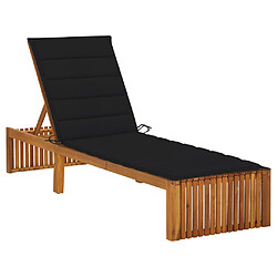 vidaXL Chaise longue avec coussin - Acacia