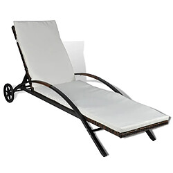 vidaXL Chaise Longue Résine Tressée - Marron