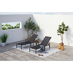 Concept Usine Lot de 2 transats et une table d'appoint noir BARI