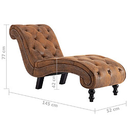 vidaXL Chaise longue similicuir daim - Marron pas cher