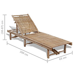 vidaXL Chaise longue - Bambou pas cher