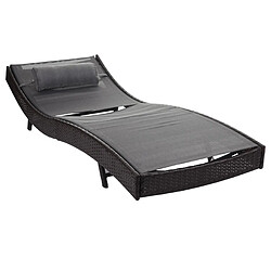 Decoshop26 Chaise longue résine tressée - Gris