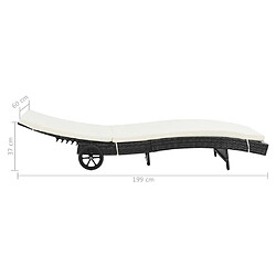 Helloshop26 Chaise longue résine tressée - Noir pas cher
