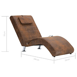 VidaXL Chaise Longue Massage Marron Similicuir pas cher