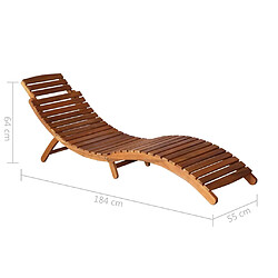 vidaXL Chaise longue de jardin avec table et coussin Bois d'acacia pas cher