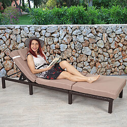 Mendler Chaise longue en résine tressée - Marron