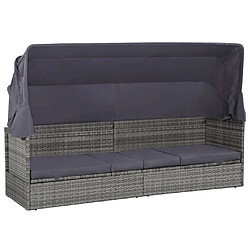 vidaXL Lit de Jardin avec Auvent - Gris