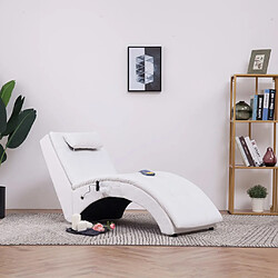 vidaXL Chaise longue de massage Similicuir - Blanc