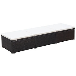 vidaXL Chaise longue avec coussin - Résine tressée Marron