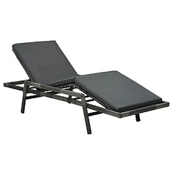 VIDAXL Chaise longue résine tressée - Gris