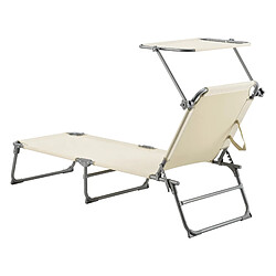 Acheter helloshop26 Transat avec pare-soleil - Acier Polyester Beige