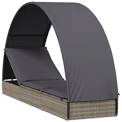 Chaise longue avec toit rond gris vidaXL