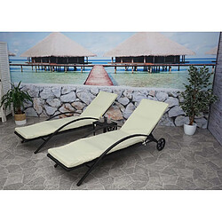 Mendler lot de 2 chaises longues résine tressée - Noir