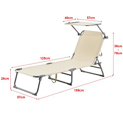 helloshop26 Transat avec pare-soleil - Acier Polyester Beige