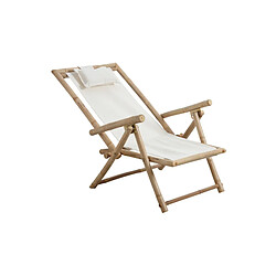 AUBRY GASPARD Chaise relax pliante bambou Chaise relax pliante - Bambou - Assise toile coton - Structure légère avec accoudoirs