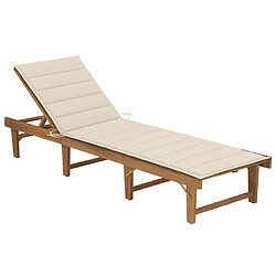 Chaise longue pliable vidaXL - Crème