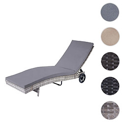 Mendler Chaise longue en résine tressée - Gris