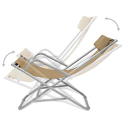 Helloshop26 Chaises inclinables pliables acier - Taupe