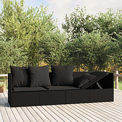 VIDAXL Lit de salon extérieur - Noir Lit de salon résine tressée - Coussins inclus - Dossiers ajustables - Cadre acier