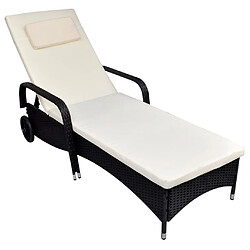 VIDAXL Chaise longue avec coussin - Noir