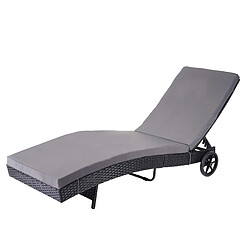 Decoshop26 Chaise de soleil bain de soleil transat en polyrotin anthracite coussin gris foncé 04_0001989