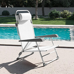 Beach And Garden Design Beach and Garden Chaise transat avec accoudoirs - Blanc