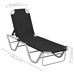 vidaXL Chaise Longue Aluminium - Noir/Argenté pas cher