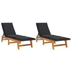 vidaXL Chaises longues et coussins lot de 2