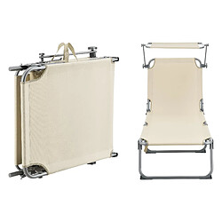 helloshop26 Transat avec pare-soleil - Acier Polyester Beige
