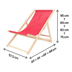 Acheter Habitat Et Jardin Lot de 2 transat en bois Chilienne - 107 x 56.5 x 81 cm - Rouge