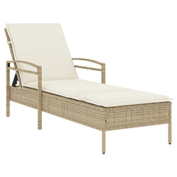 VidaXL - Chaise longue avec coussin Résine tressée Beige