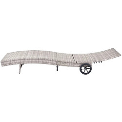 Mendler Chaise longue en résine tressée - Gris pas cher