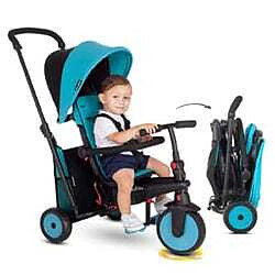 Smartrike Tricycle Pliant STR 3 - Bleu Tricycle évolutif 6-en-1 - Pliant et compact - Sécurité renforcée