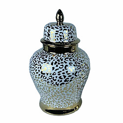 DKD Home Decor Potiche Porcelaine Doré Blanc