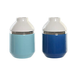 DKD Home Decor - Vase grès 18,5 cm - Argenté/Blanc/ Bleu