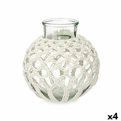 Gift Decor Vase - Blanc, Tissu et Verre, Macramé