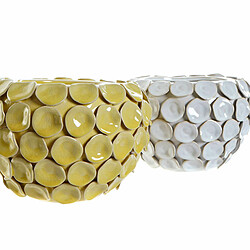 DKD Home Decor Vase Moderne - Blanc Ocre Grès