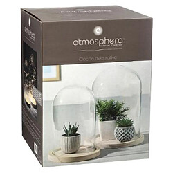 Atmosphera Cloche Verre - Socle Bois
