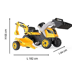 Smoby Tracteur a pédales Builder Max + Remorque