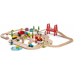 Bigjigs Toys Ensemble ferroviaire et routier Bigjigs